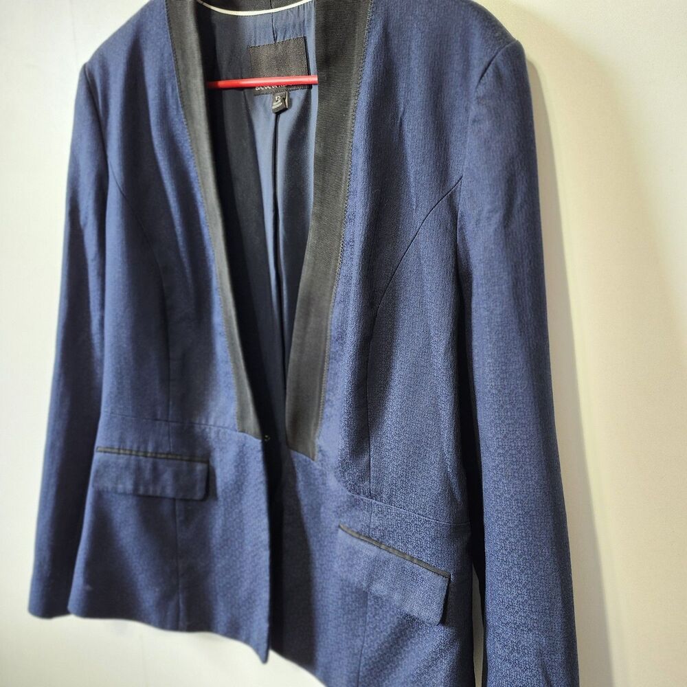 Banana Republic Womens Tuxedo Blazer 12 Navy Blue Black Jacquard Suit Jacket - Picture 2 of 11